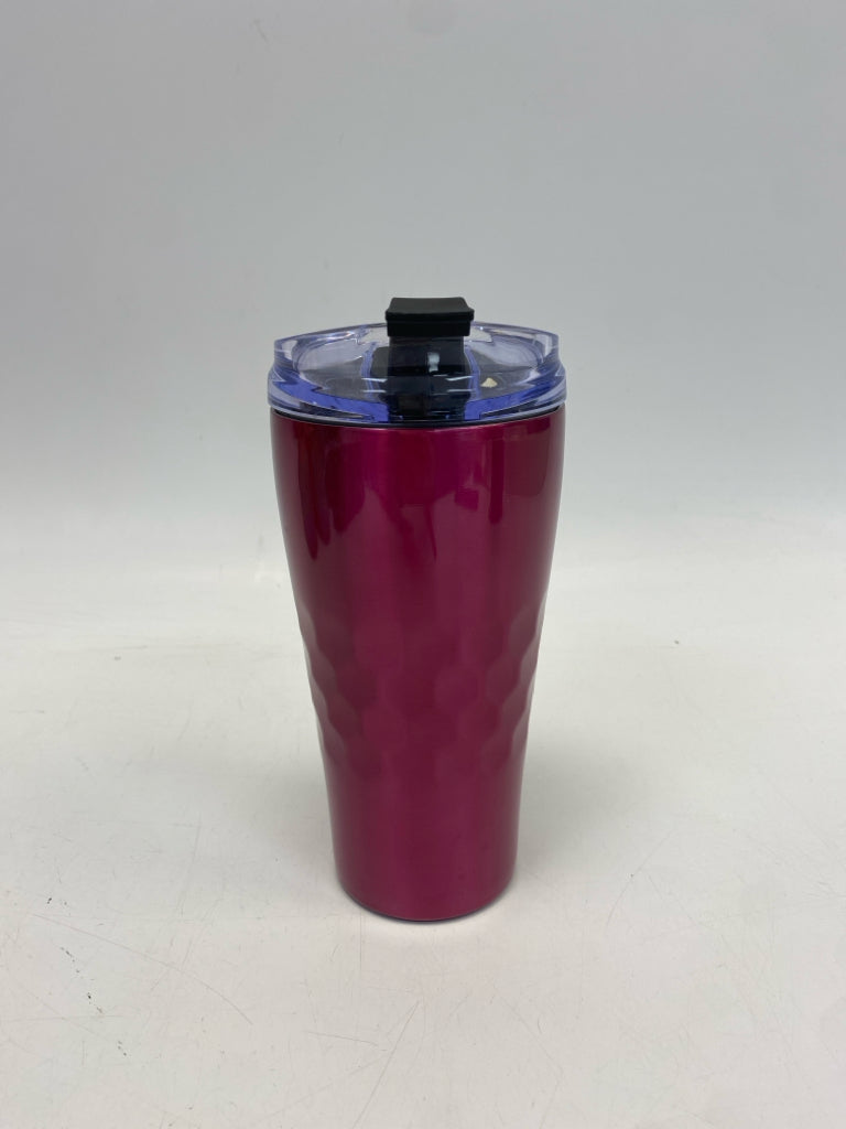Fuschia Clear Hammered Metal Tumbler