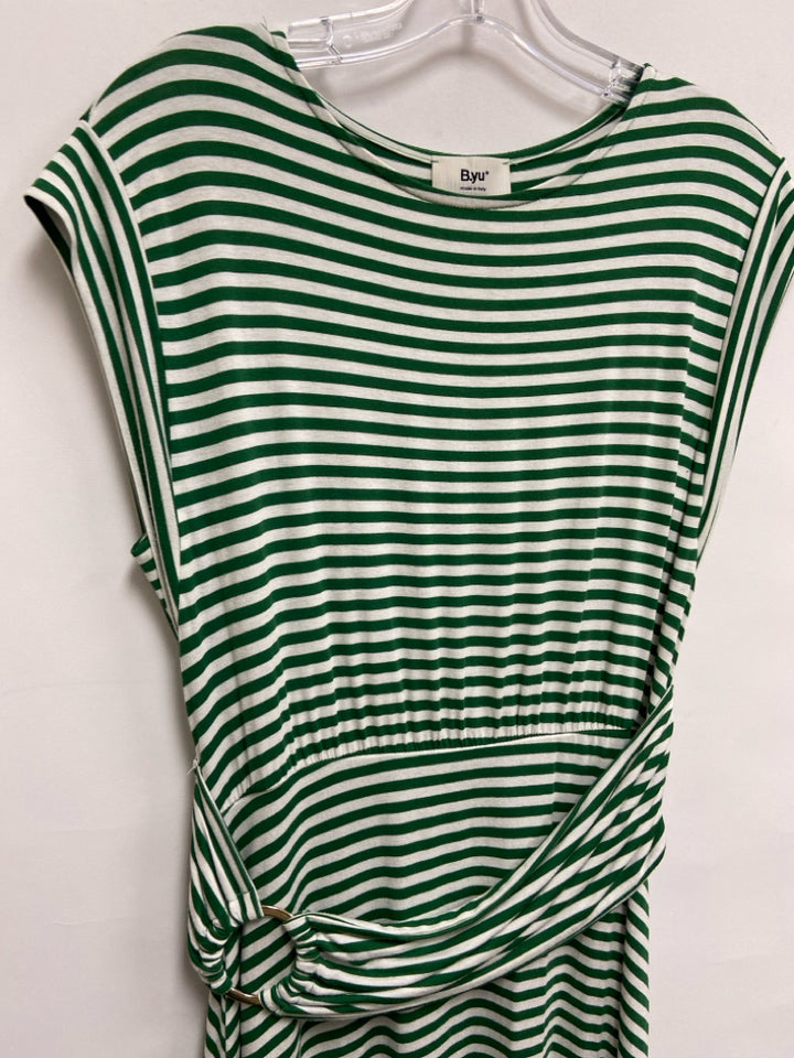 Size S Green/White Stripes Sleeveless Ladies Dress