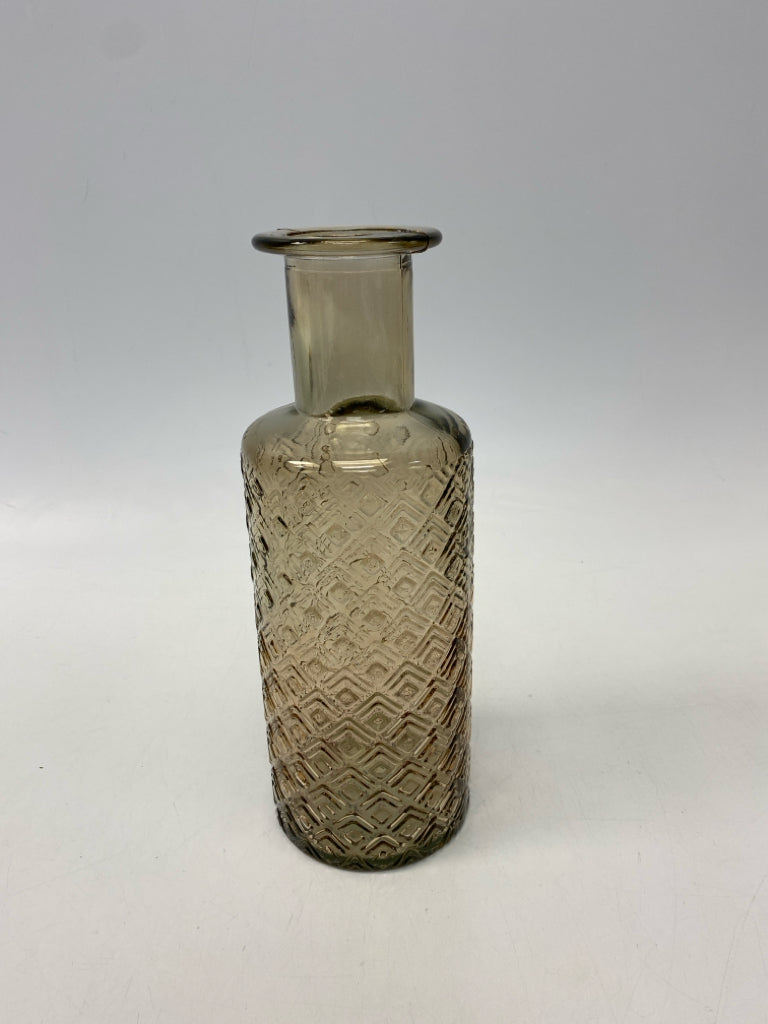 Brown Diamond Print Glass Vase