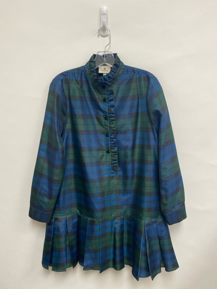 TUCKERNUCK Size M Blue/Green Black Plaid Long Sleeve Ladies Dress