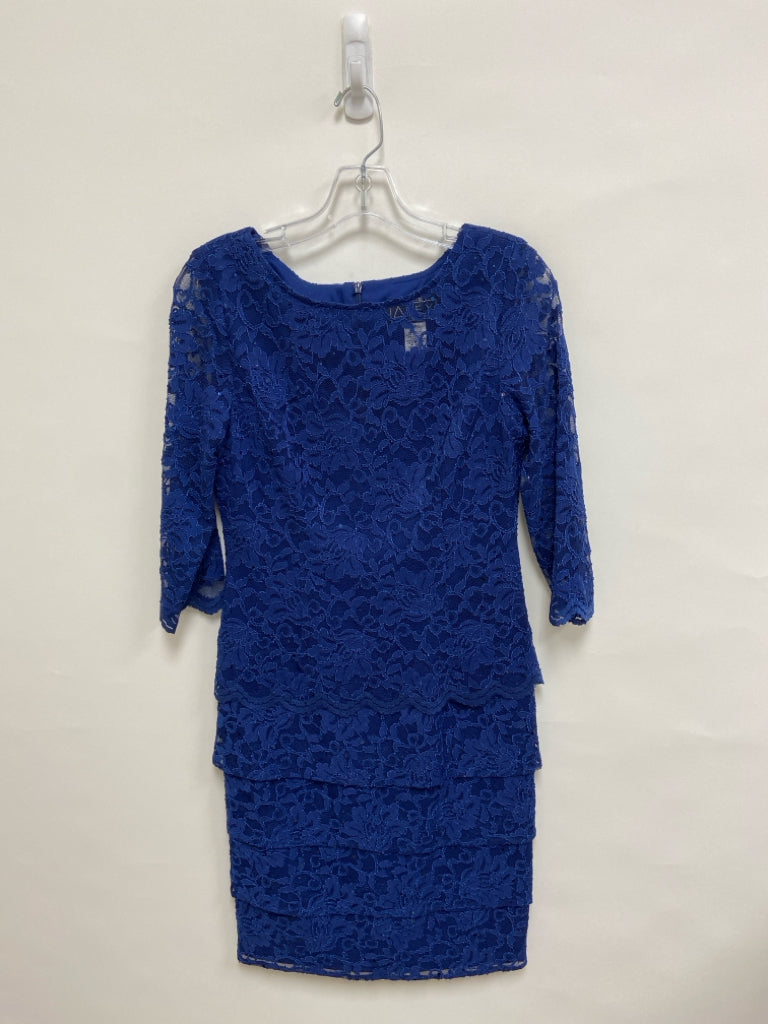 ALEX EVENINGS Size 6P Blue Lace Petite Dress