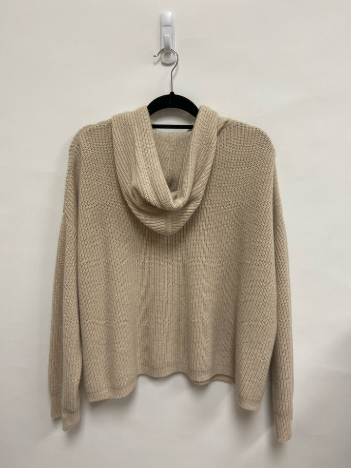 jenni kayne Size L Beige Ribbed Hooded Cashmere Ladies Sweater
