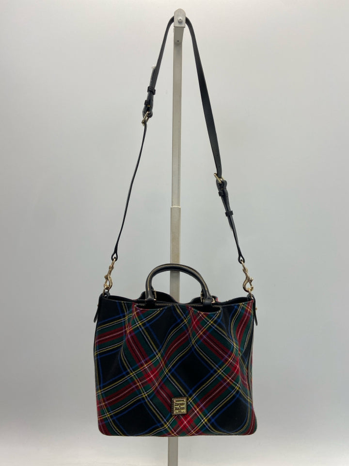 Dooney &amp; Bourke Black Red/Multi Plaid Handbag