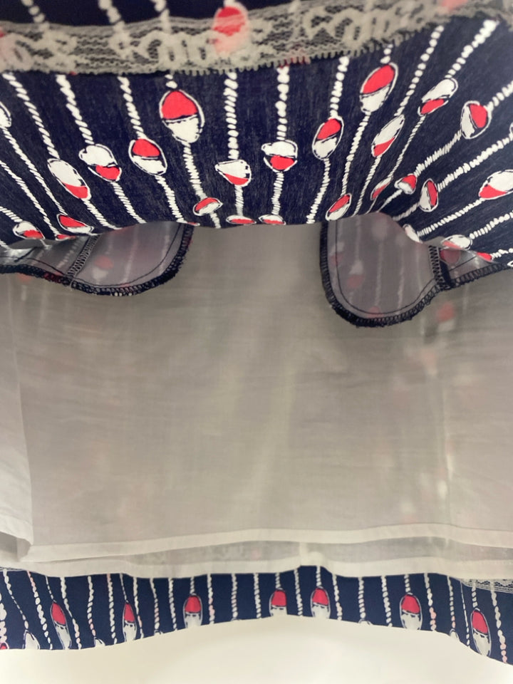 LILLY PULITZER Size 4 Navy White/Pink Ropes Ladies Skirt