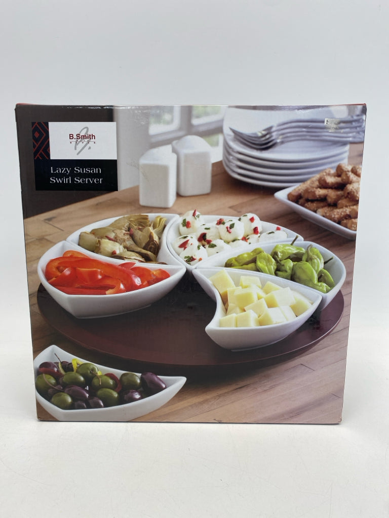 Brown White Swirl Serving Piece