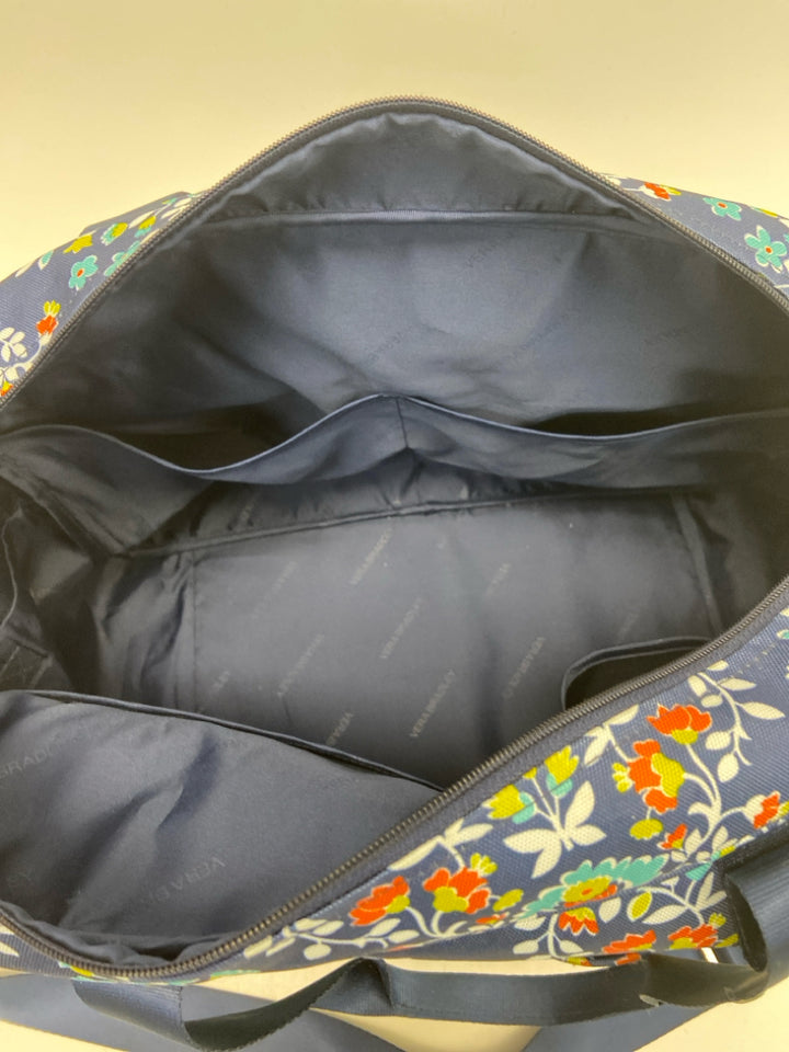 Vera Bradley Dark Blue Multi Color Flowers Duffle Bag