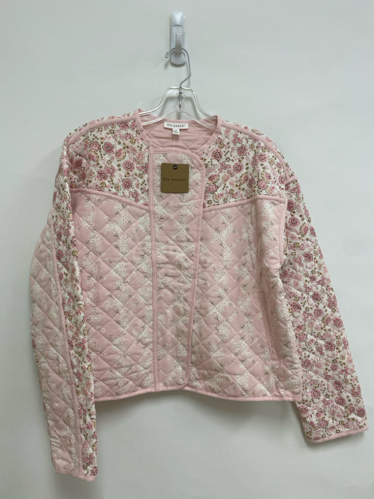 NWT blu pepper Size M Cream/Pink Tan/Brown Floral Quilted Ladies Jacket