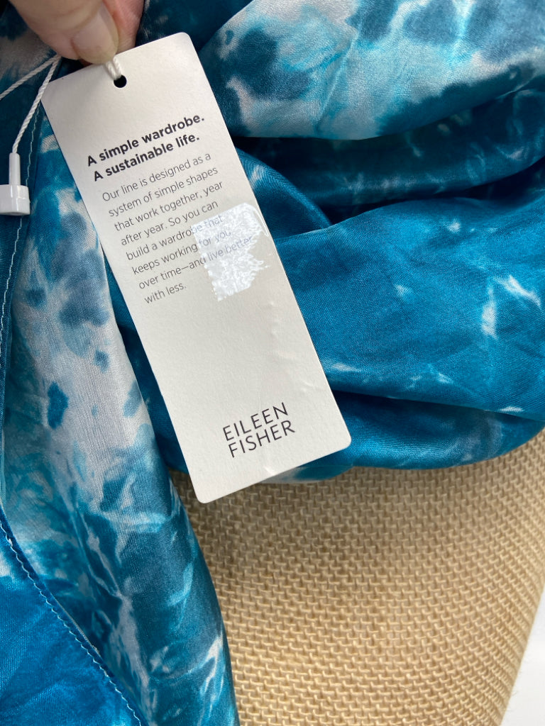 NWT Eileen Fisher Turquoise White Scarf