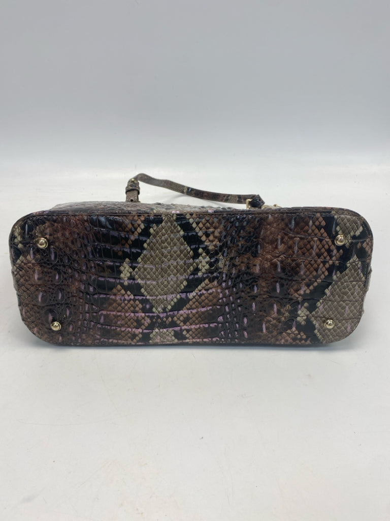 NWT Brahmin Brown Tan Snakeprint Leather Handbag