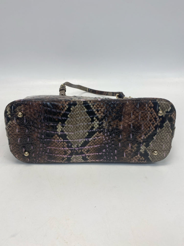 NWT Brahmin Brown Tan Snakeprint Leather Handbag