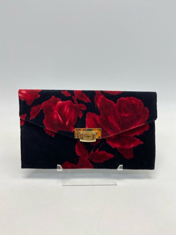 Talbots Black Red Flower(s) Handbag