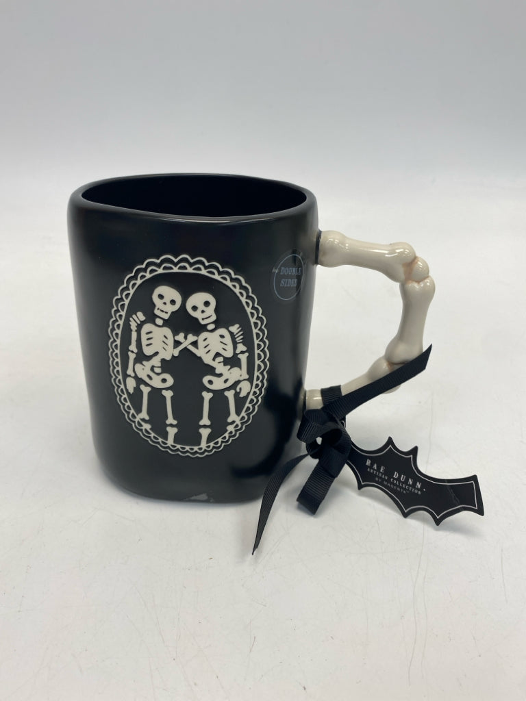 NWT Rae Dunn Black White Skeleton Halloween