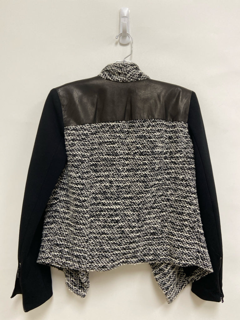 Alice + Olivia Size 6 Black White Woven Drape Ladies Jacket