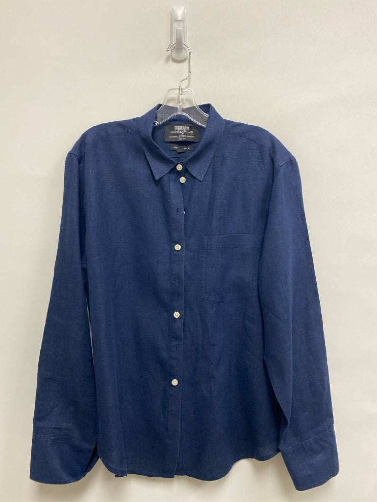 J Crew Size 12 Navy Button Down Linen Ladies Top