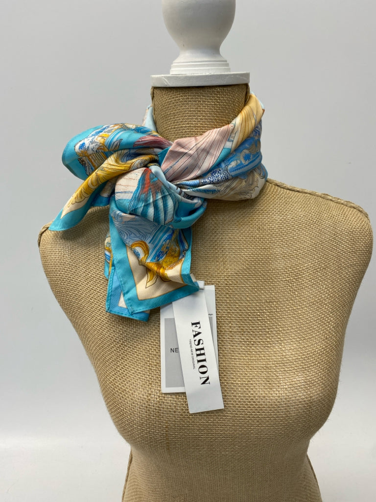 NWT Turquoise Multi Color Birds Scarf
