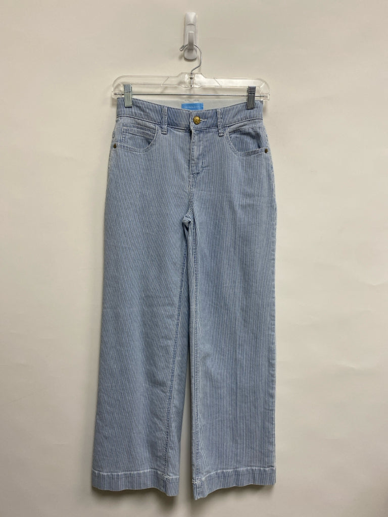 Draper James Size 2 Blue White Stripes Wide Leg Ladies Jeans