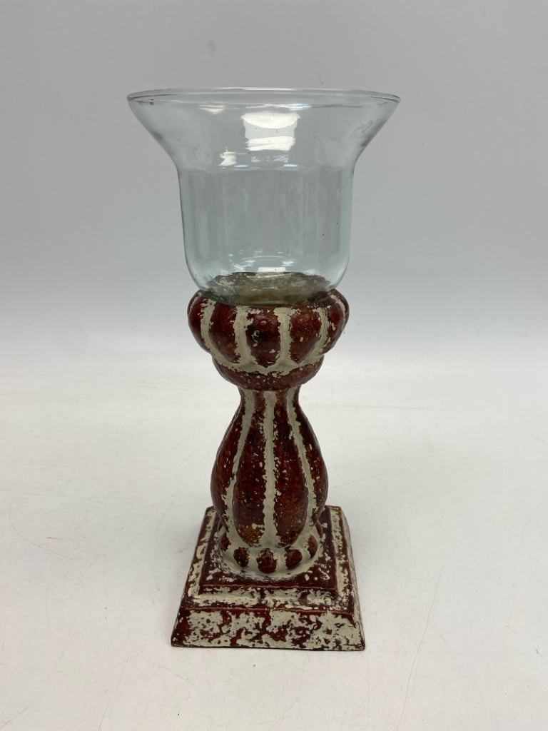 Southern Living Brown Cream Distressed Candleholder(s)