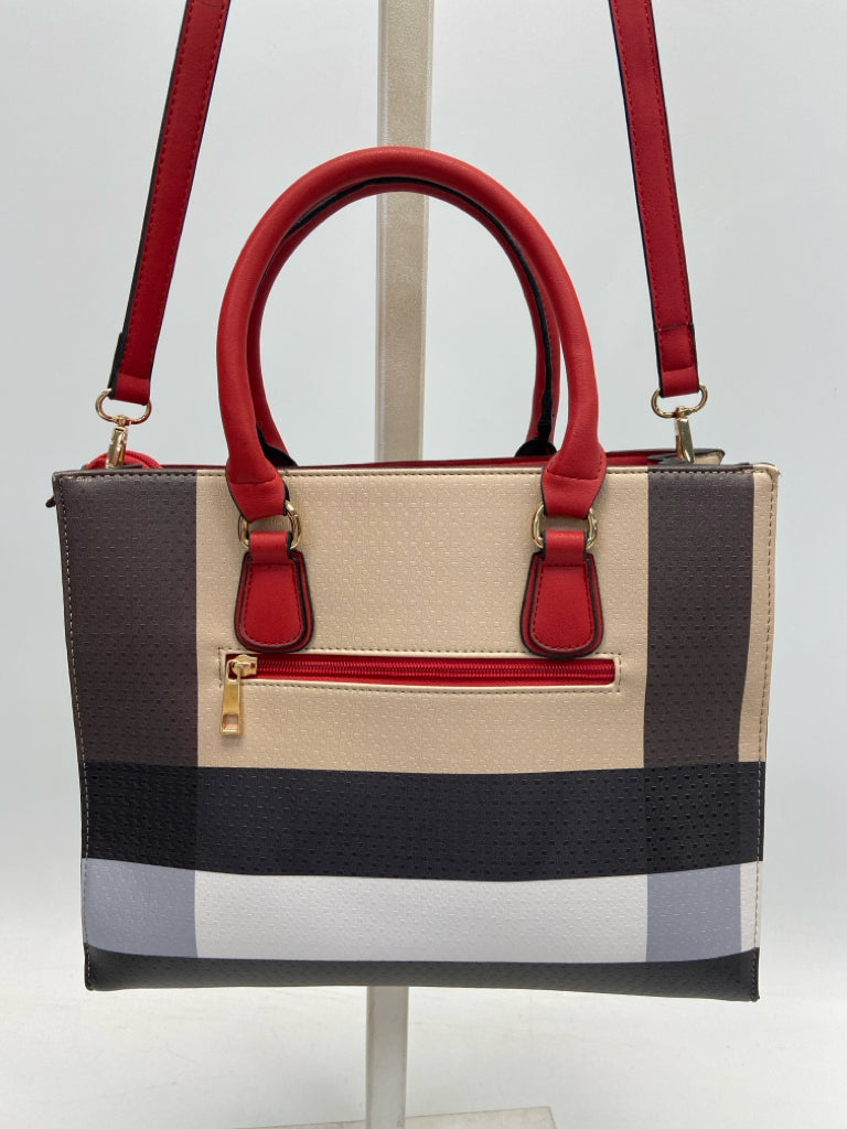 NWT Brown Red/Blk Plaid Handbag