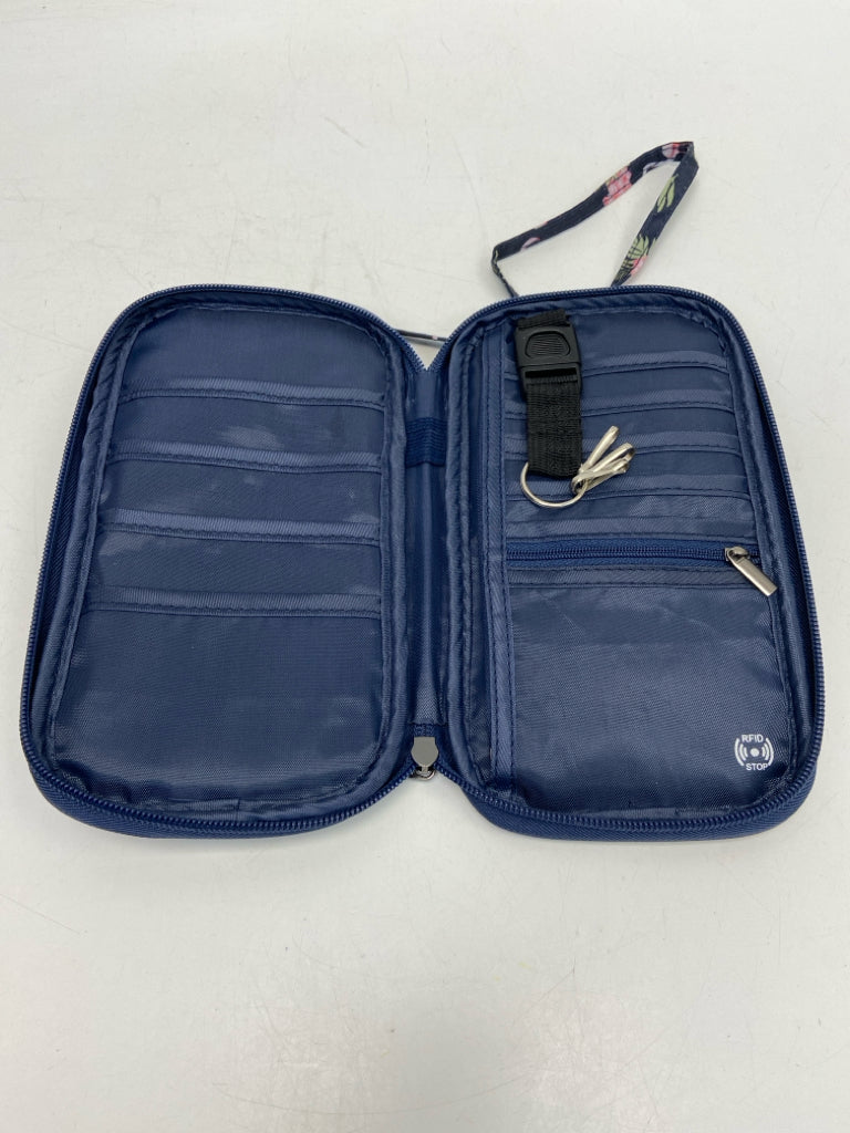 Navy Pink Flamingo(es) Wristlet