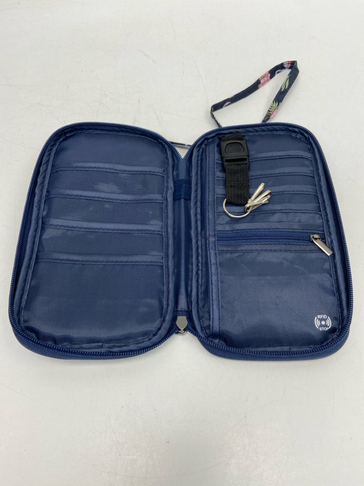 Navy Pink Flamingo(es) Wristlet