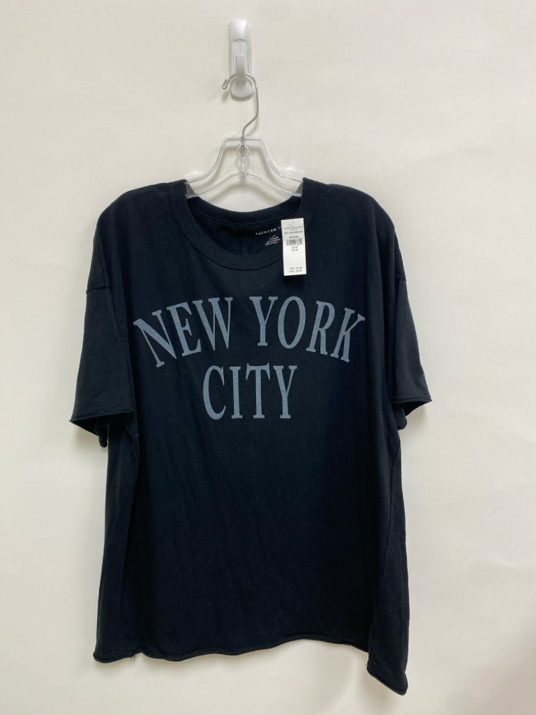NWT American Eagle Size M Black Gray Words Ladies Top