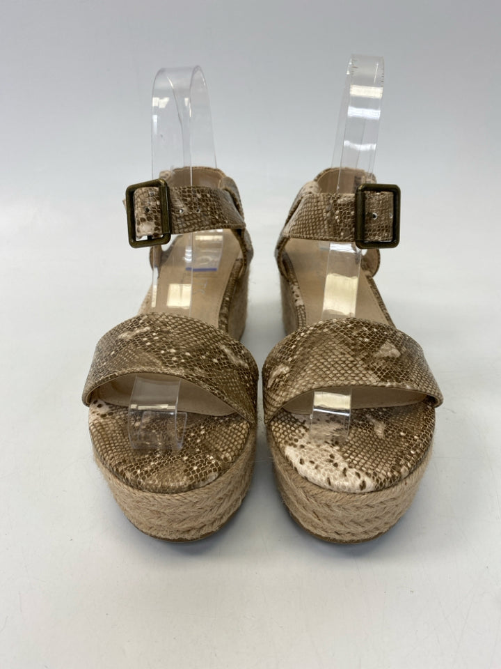 Size 7 Cream/Brown Snakeprint Sandals
