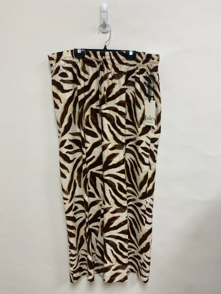 NWT Jules &amp; Leopold Size XL White/Brown Beige Animal Print Pull-on Ladies Pants