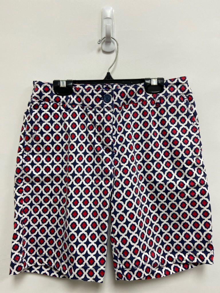 Tommy Bahama Size 4 White Navy/Red Print Ladies Shorts