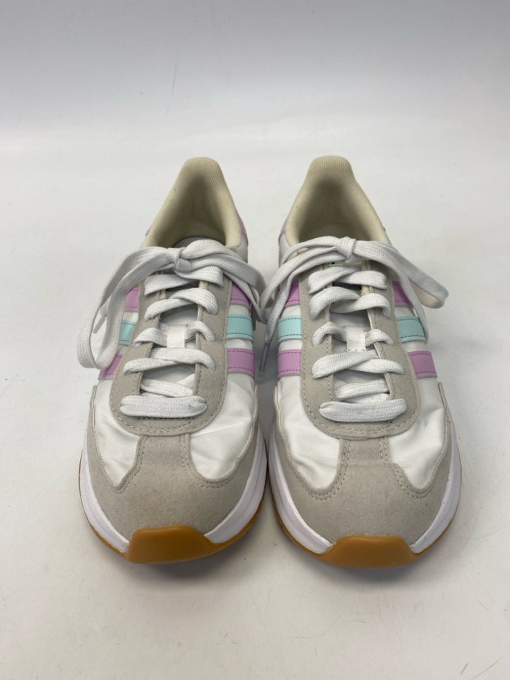 Adidas  Size 6 White Purple/Aqua Lace-up Sneakers