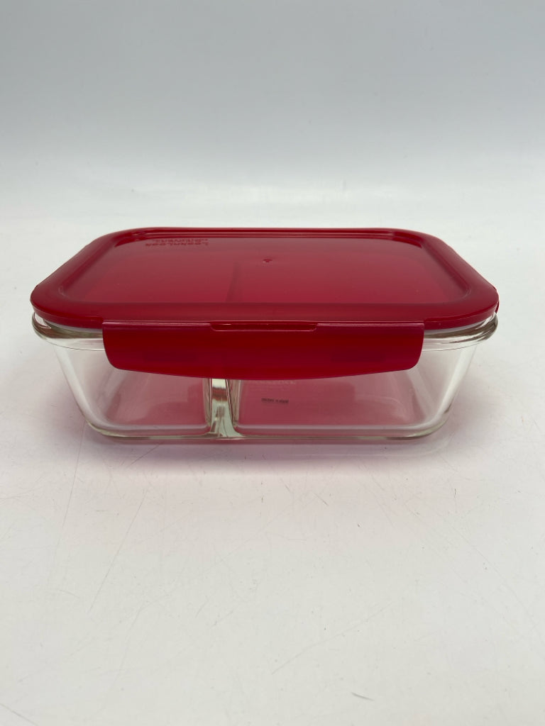 Lock &amp; Lock Red Clear Glass Storage Container
