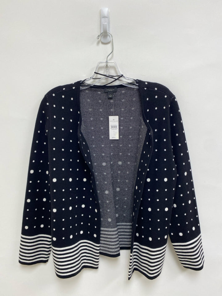 NWT Ann Taylor Size L Black White Dots/Stripes Drape Ladies Sweater