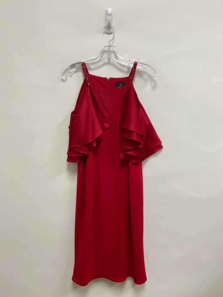 Papell Size 8 Red Jeweled Cold Shoulder Ladies Dress