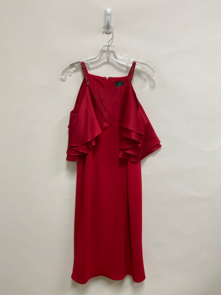 Papell Size 8 Red Jeweled Cold Shoulder Ladies Dress