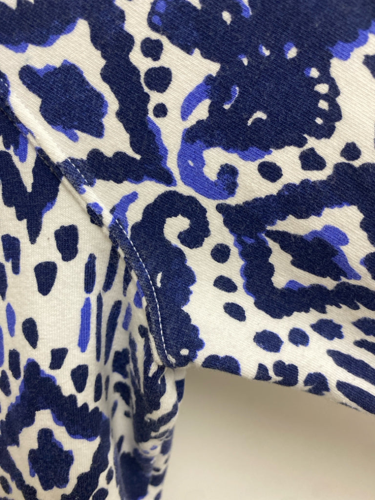 LILLY PULITZER Size L White Navy/Blue Elephant(s) Quarter Zip Ladies Jacket