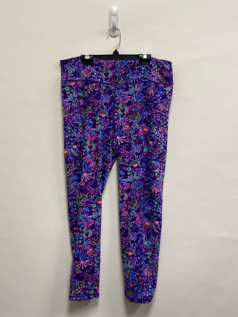 LILLY PULITZER Size XL Purple/Blue Pink/Green Floral Cropped Athletic Leggings