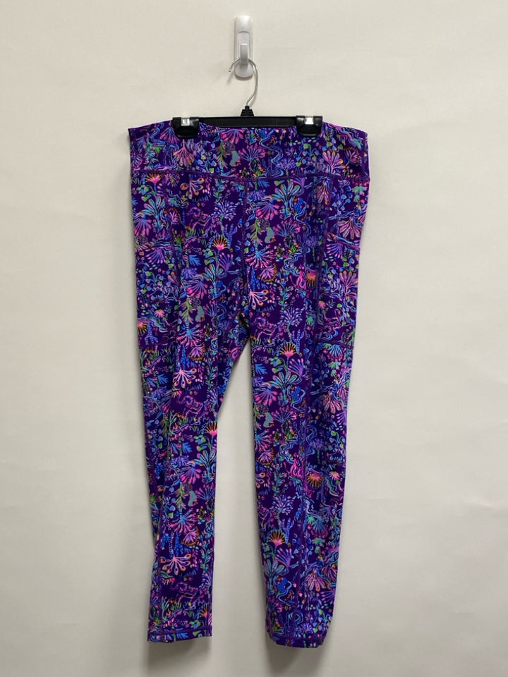 LILLY PULITZER Size XL Purple/Blue Pink/Green Floral Cropped Athletic Leggings