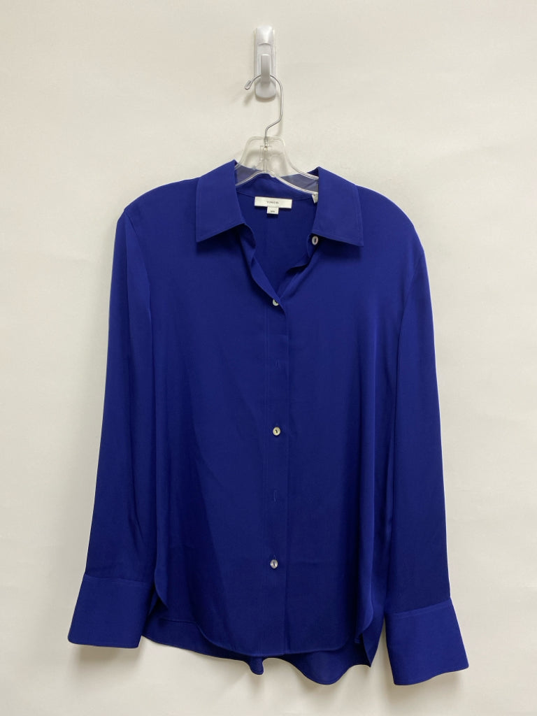 VINCE. Size M Dark Blue Button Up Silk Blend Ladies Top