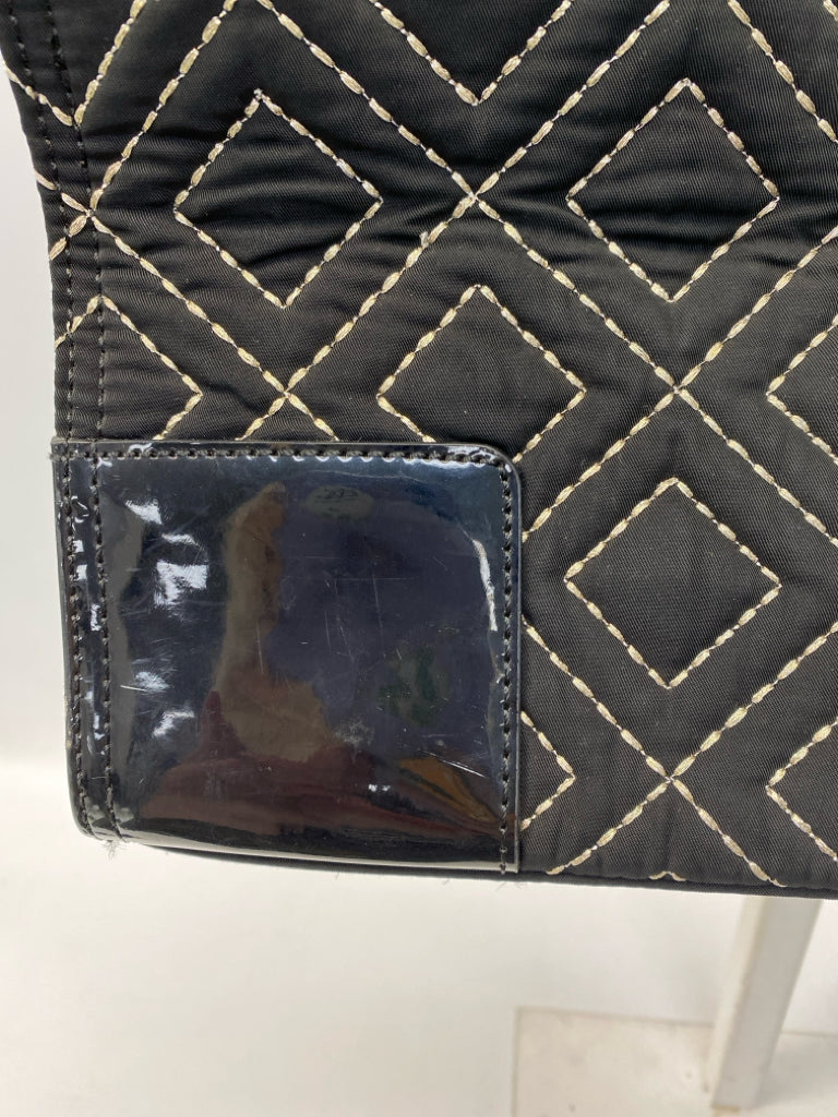Tory Burch Black Gold Stitching Fabric Handbag