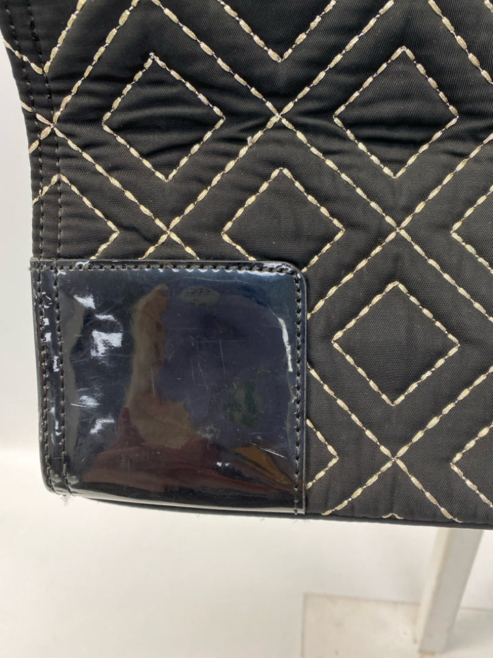 Tory Burch Black Gold Stitching Fabric Handbag
