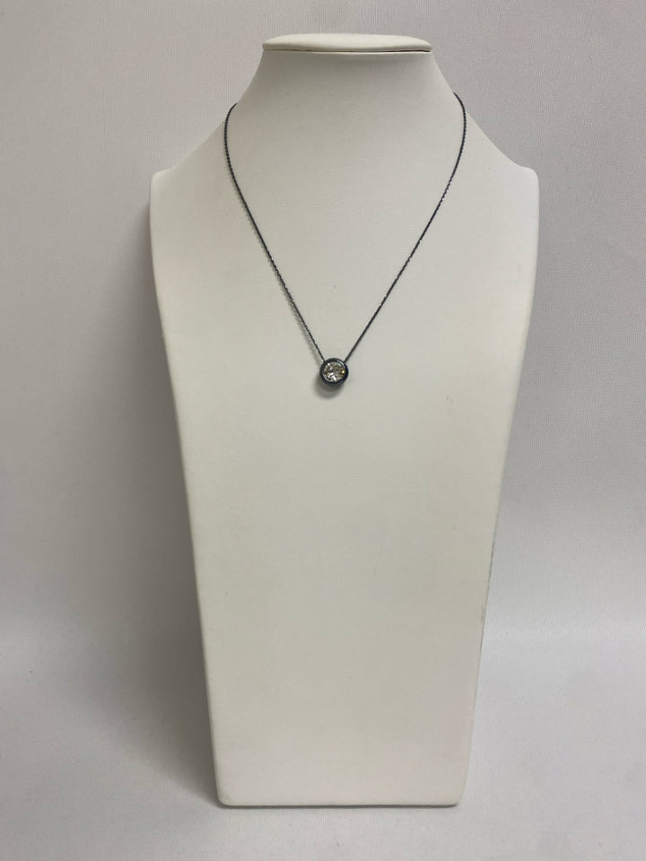WHBM Black Clear Jeweled Necklace