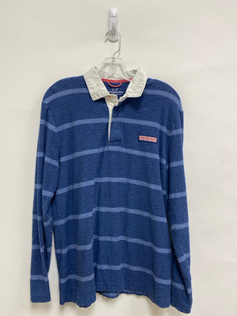 Vineyard Vines Size M Blue Striped Polo Cotton Men&