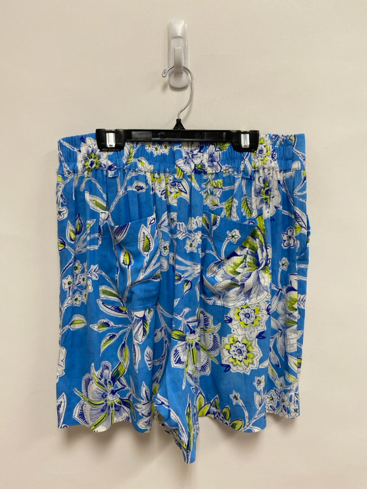 Talbots Size M Blue/White Neon Yellow Flowers Ladies Shorts