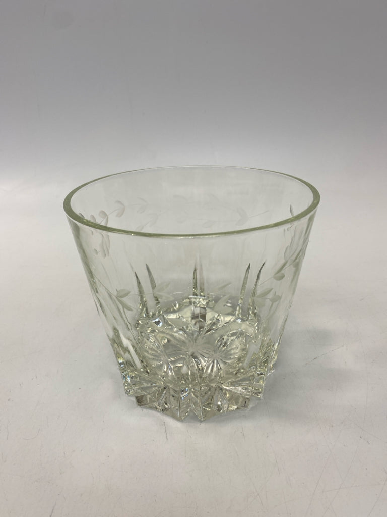 Princess House Clear Frosted Flowers Glass Ice Bucket