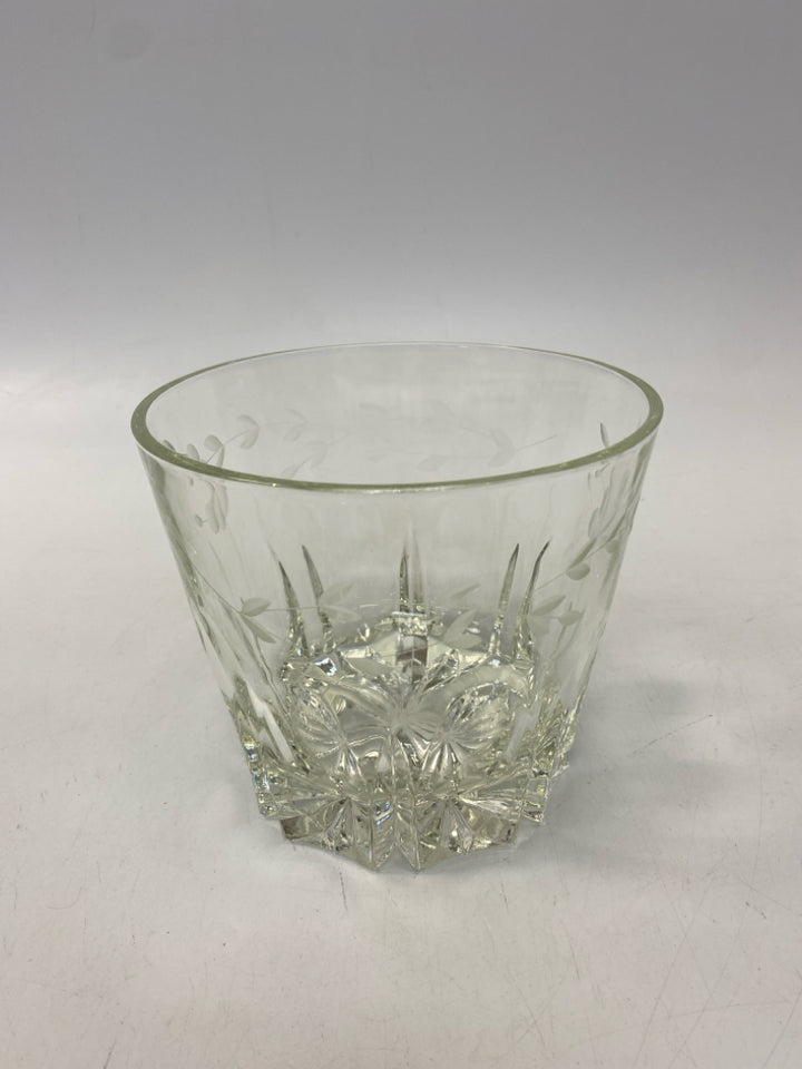 Princess House Clear Frosted Flowers Glass Ice Bucket