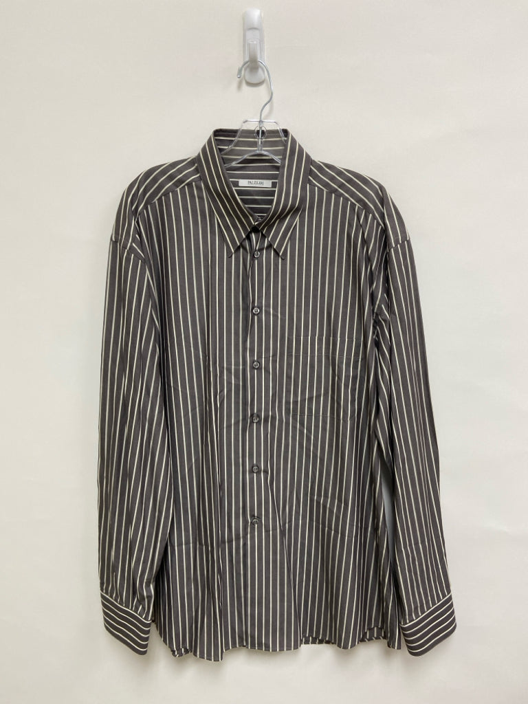 PAL ZILERI Size 42 Dark Gray White Stripes Button Up Men&
