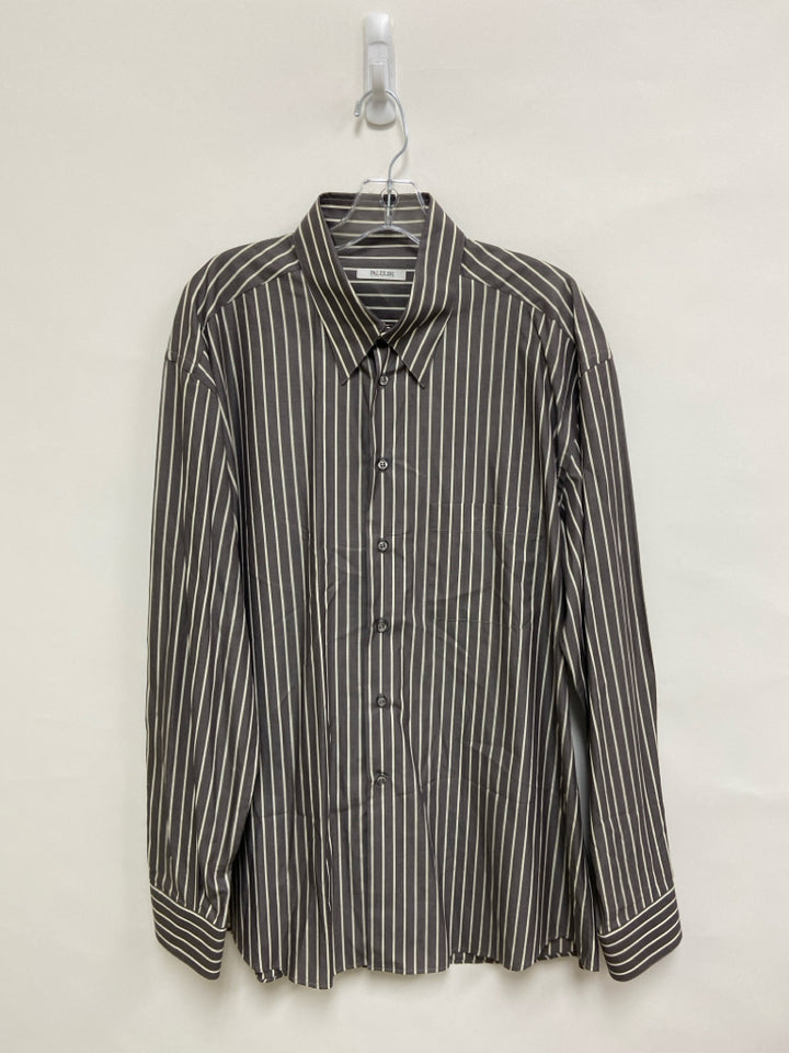 PAL ZILERI Size 42 Dark Gray White Stripes Button Up Men&
