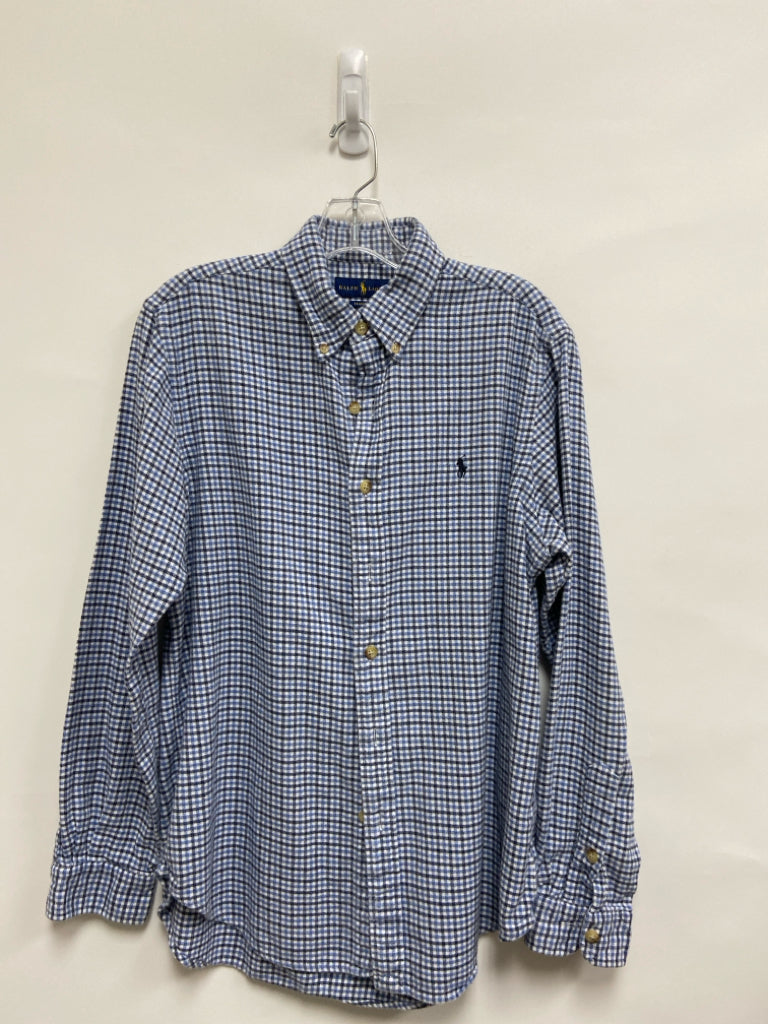 Ralph Lauren Size M Navy/Blue White Checkered Flannel Men&
