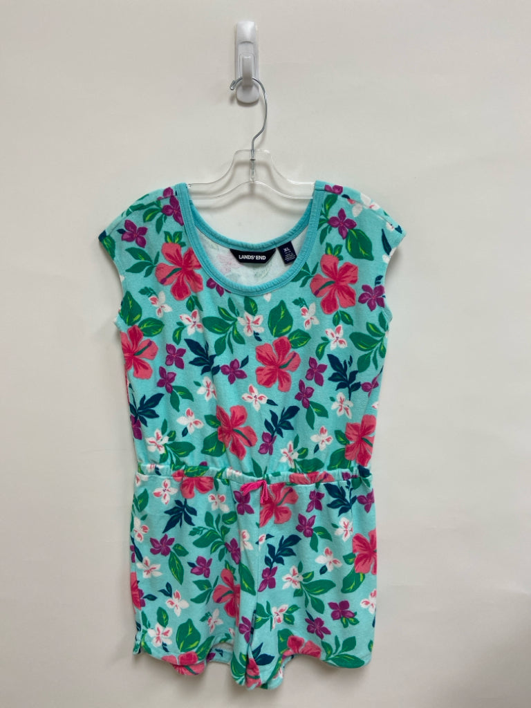 Lands End SIZE 14/16 Aqua/Pink Green/Purple Floral Girl&
