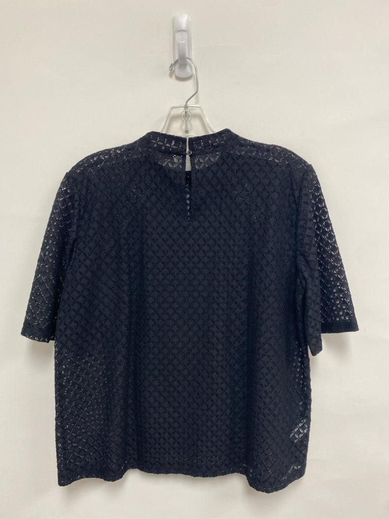 NWT LOFT Size M Black Diamond Print Sheer Ladies Top