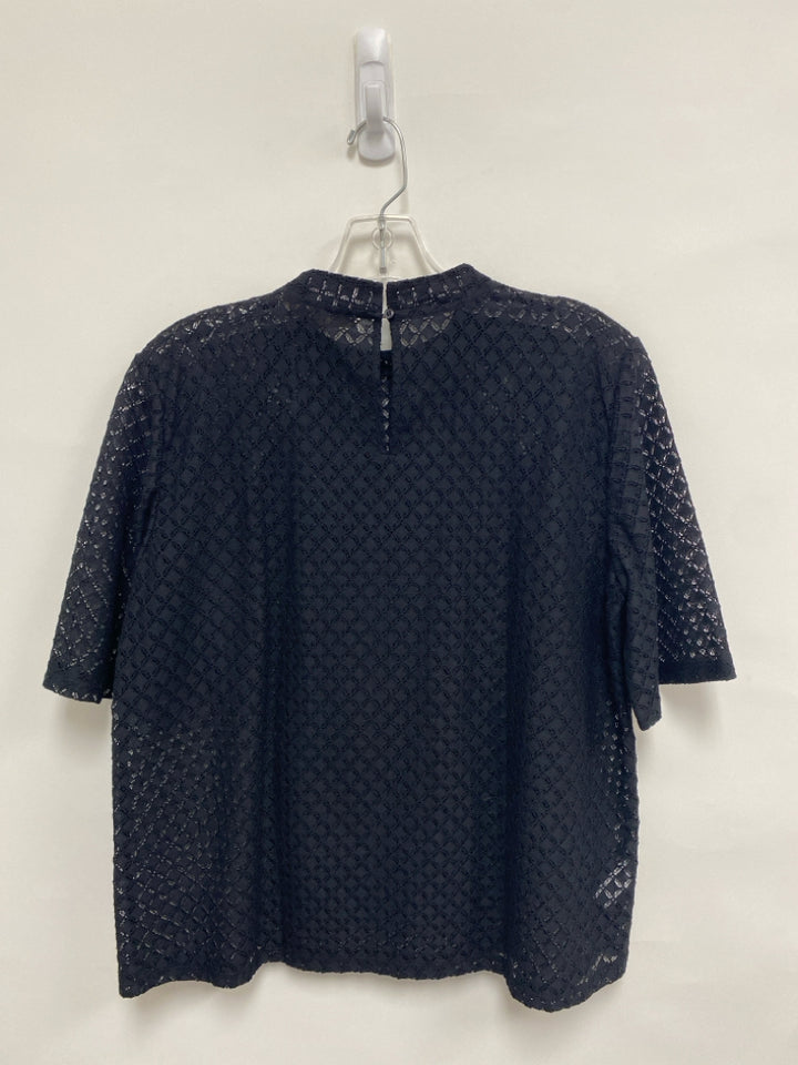 NWT LOFT Size M Black Diamond Print Sheer Ladies Top